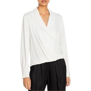 3.1 Phillip Lim Womens Ivory Satin Hi-Low Tuxedo Blouse Top